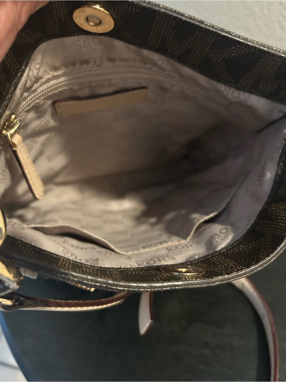 Michael Kors Brown MK Logo Crossbody with Beige Trim - Picture 10 of 10
